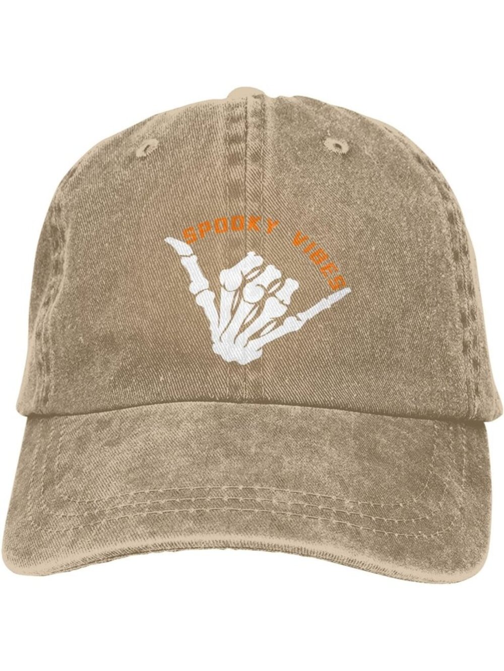 Unisax Khaki Funny Adjustable Skeleton Hand Vintage Baseball Spooky Vibes Caps
